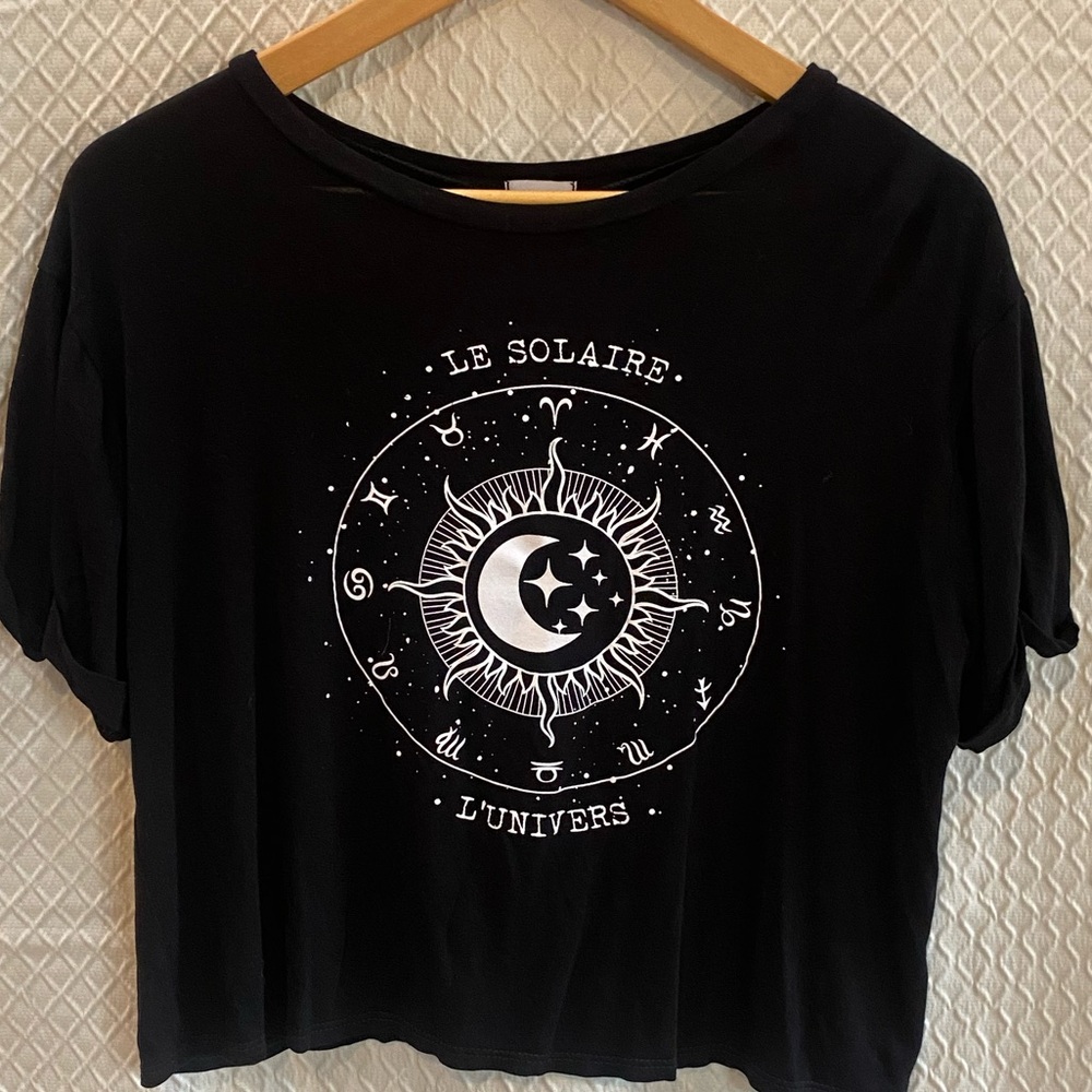Funky Pink Le Solaire Black Crop Top. Medium.